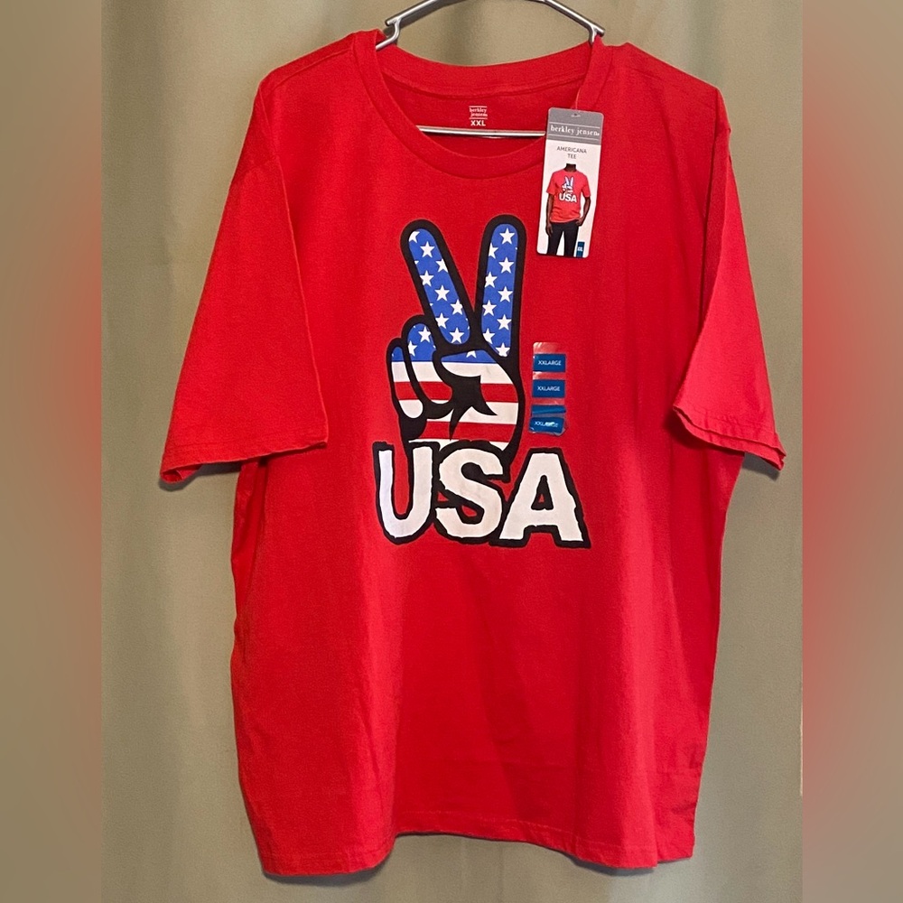 Berkley Jensen Americana USA Peace Sign Tee Red XXL NWT